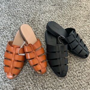 Old Navy Fisherman Sandal Mule Faux Leather Size 8 | Pair of 2 Black and Brown